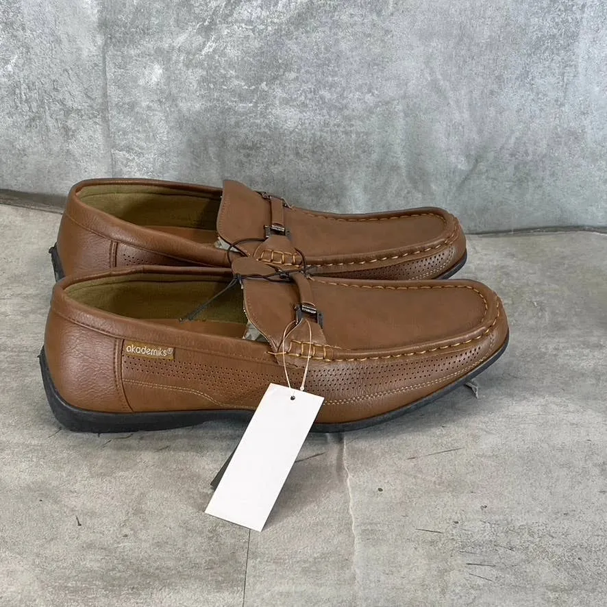 AKADEMIKS Men's Tan Stride Driving Slip-On Loafers SZ 10