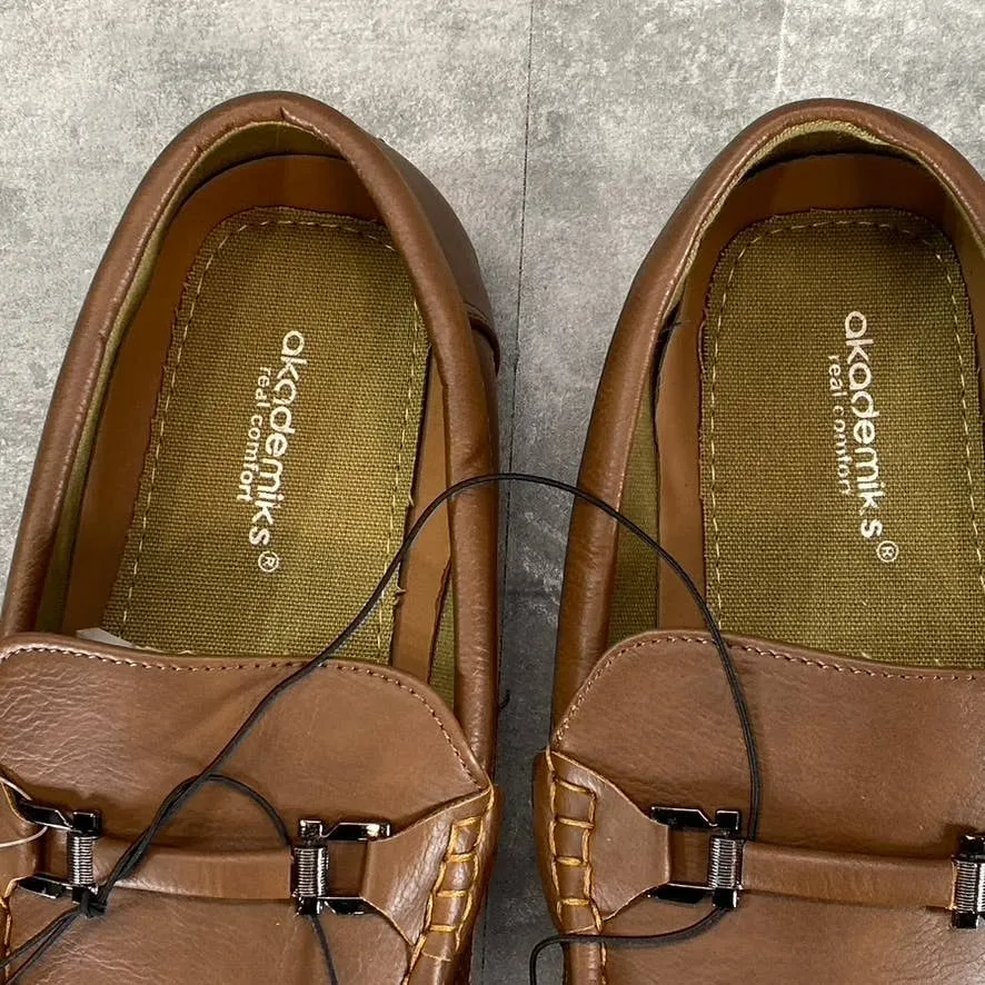 AKADEMIKS Men's Tan Stride Driving Slip-On Loafers SZ 10