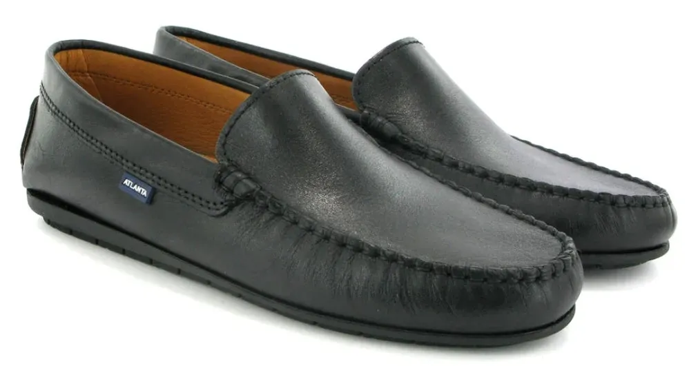 Altanta Mocassin Black Smooth Leather Loafer