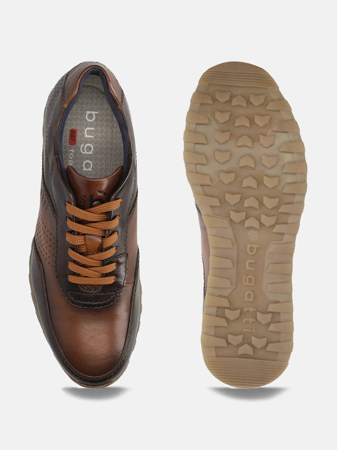 bugatti Dark Brown & Brown Premium Leather Sneakers