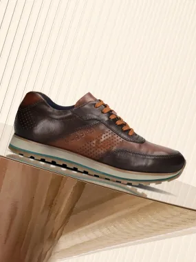 bugatti Dark Brown & Brown Premium Leather Sneakers