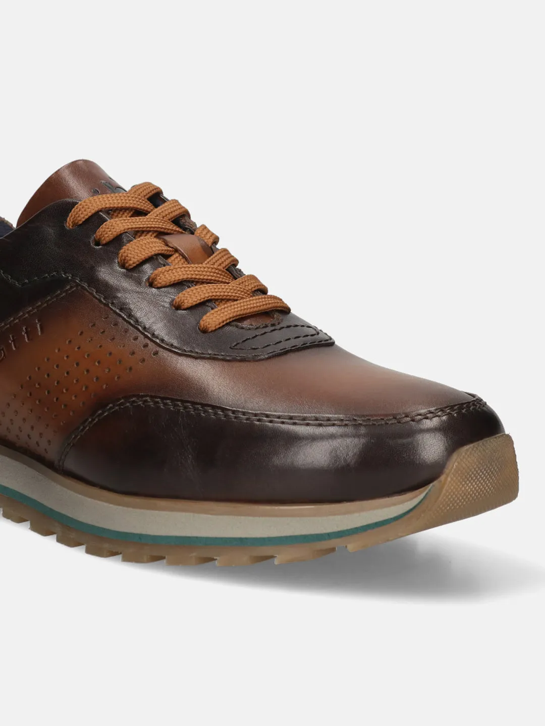bugatti Dark Brown & Brown Premium Leather Sneakers
