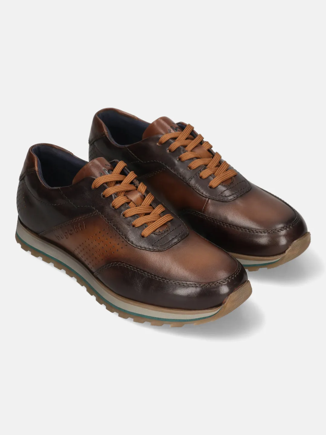bugatti Dark Brown & Brown Premium Leather Sneakers