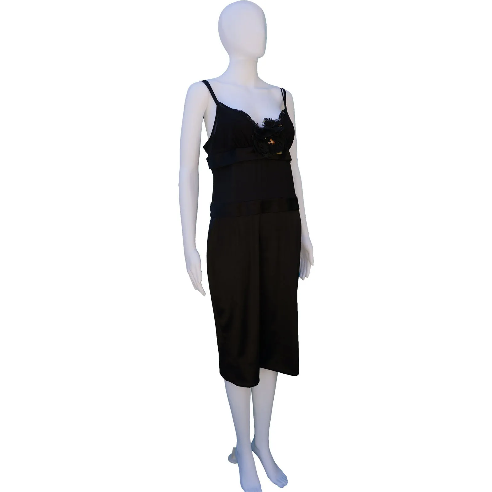 DOLCE & GABBANA SILK PANEL DRESS WITH DETACHABLE FLOWER