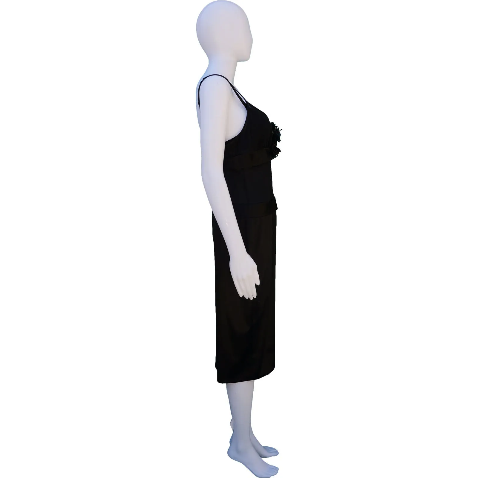DOLCE & GABBANA SILK PANEL DRESS WITH DETACHABLE FLOWER