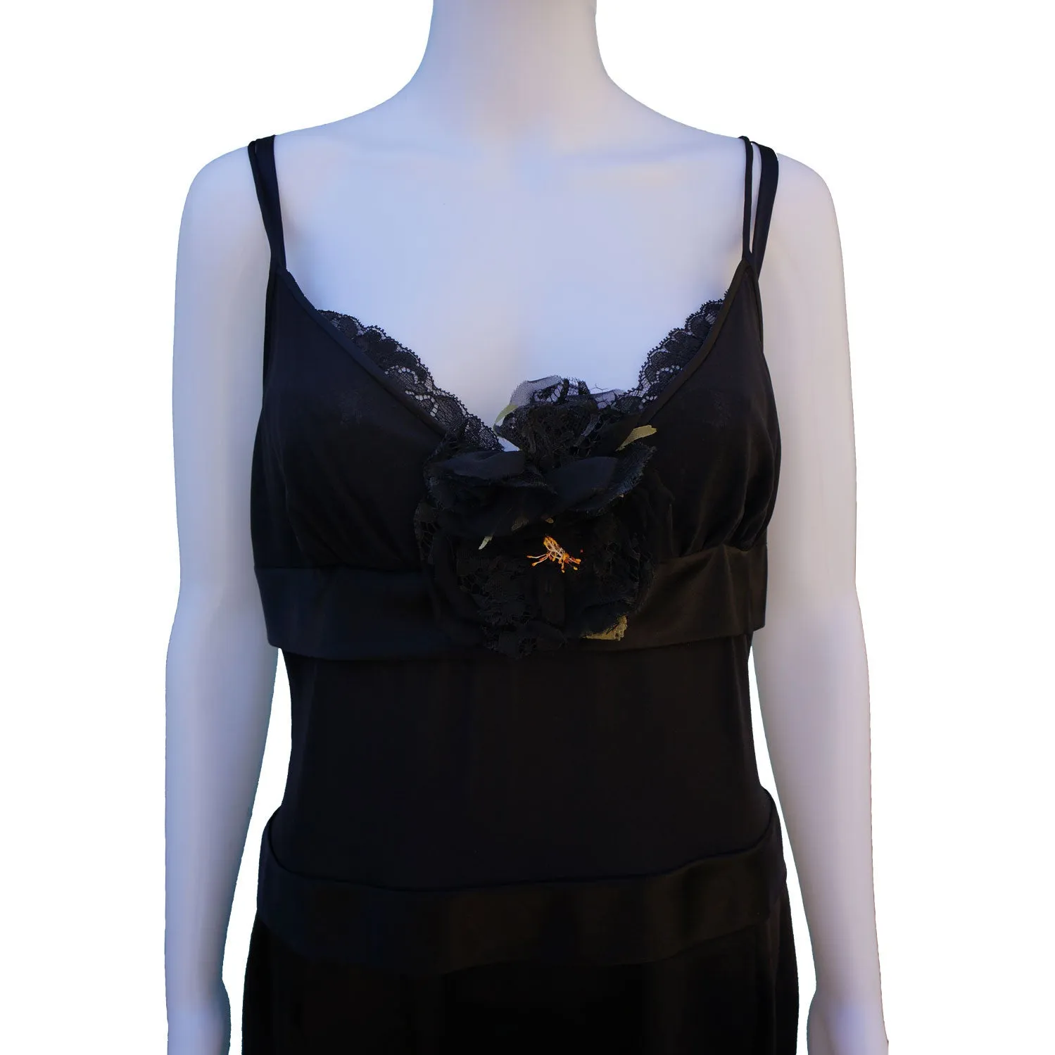 DOLCE & GABBANA SILK PANEL DRESS WITH DETACHABLE FLOWER