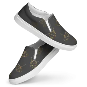 Fabulous Golden Leaves Canvas Shoes Womens Slip Ons