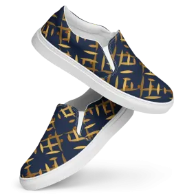 Gold Pattern Men's Canvas Slip Shoes