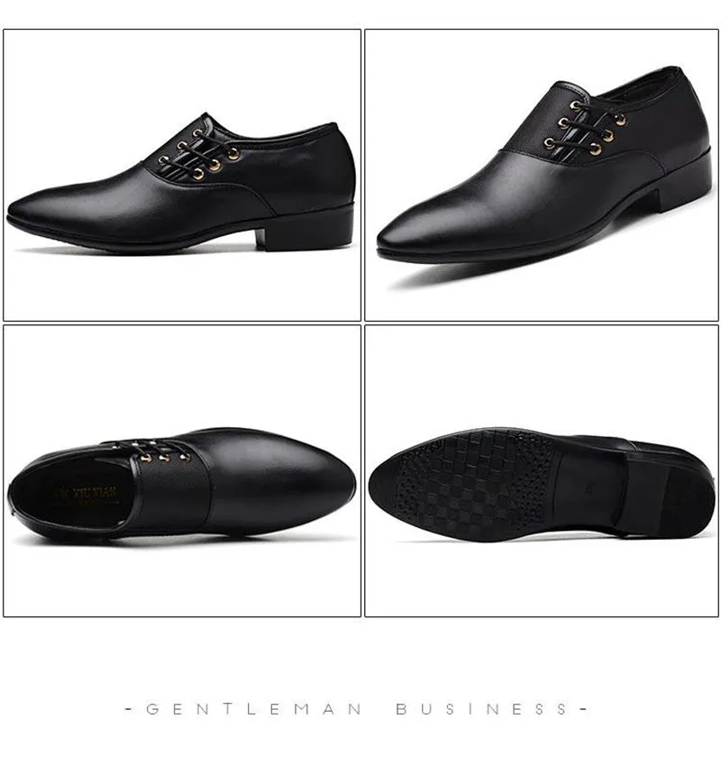 Jinquedai Italian men's leather shoes large size luxury dress shoes men's high quality office loafers men's casual wedding shoes