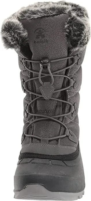 Kamik Momentum3 Charcoal Pull On Rounded Toe Waterproof Fur Trim Ankle Snow Boot