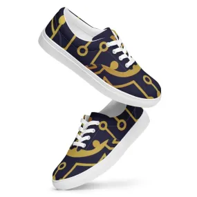 Mens Blue Pattern Canvas Lace Ups
