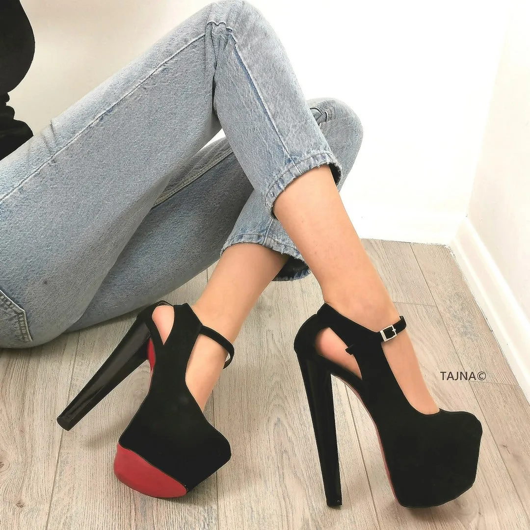 Modern Mary Jane Suede Platform Heels