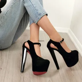 Modern Mary Jane Suede Platform Heels