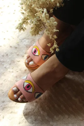 Peach evil eyes wedges