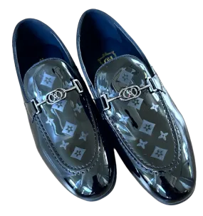 Trendy Black Patent Leather Men's Luxury Style Shoes Slip-On Loafer