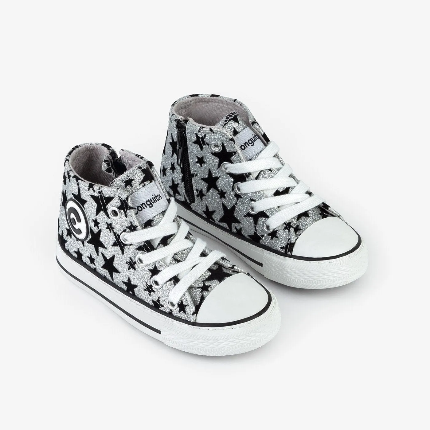 Unisex Silver Glitter Stars Boots