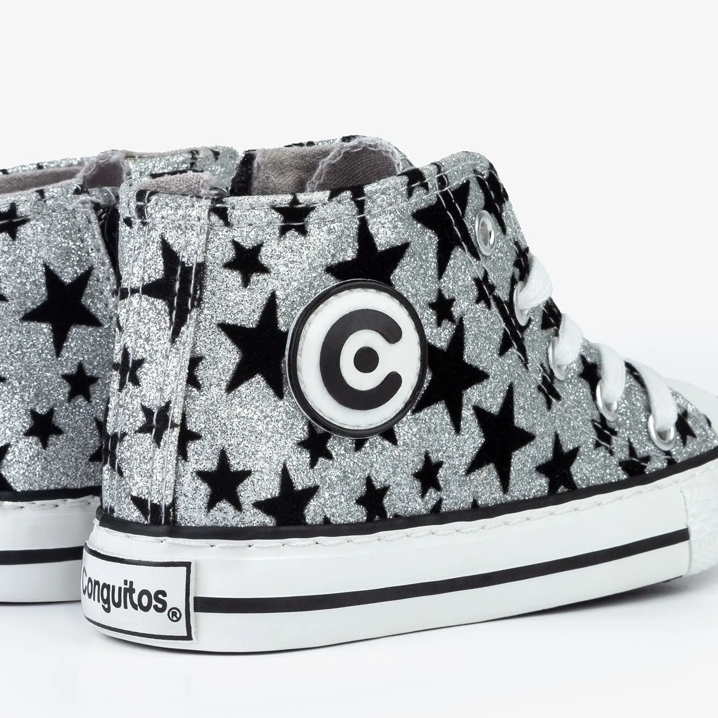 Unisex Silver Glitter Stars Boots